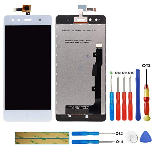 swark Pantalla LCD Compatible con BQ Aquaris X5 Blanco (sin marco) Pantalla táctil digitalizador...