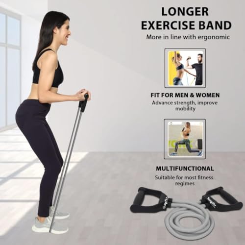 Image of SUREFIT Double Spring Tummy Trimmer for Men & Women - Ab Exerciser with Foam Handle & Resistance Band - Full Body Fitness Combo Tool Kit for Abs, Legs, Arms, Chest & Home Gym Workout (Maroon)