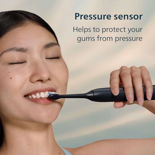 Philips Sonicare 5300 Electric Toothbrush, Sonic Toothbrush with 2 Intensity Levels, Pressure Alert, EasyStart, SmarTimer and BrushPacer, Black, Model HX7101/04 [New Technology]