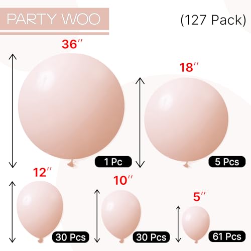 Image of PartyWoo Pastel Orange Balloons 127pcs Different Sizes of 36 18 12 10 5 Inch Light Pale Orange Peach Latex Balloon Arch Kit Garland for Wedding Baby Shower Girl Birthday Party Decorations Orange-Q02