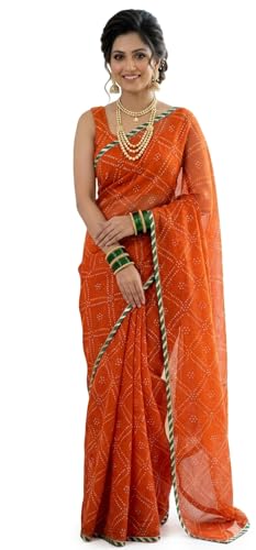 Image of Lado Rani Kota Doria Cotton Silk Flower Print sarees with blouse