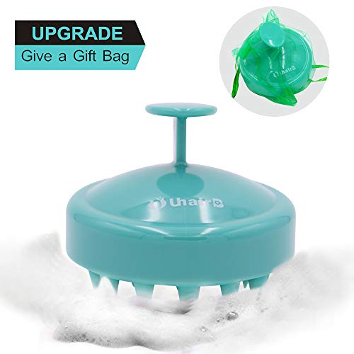UuhairB Hair Scalp Massager, Wet and Dry Shampoo Brush Manual Scalp Massage Soft Silicone Comb for Women, Men, Pet - Green