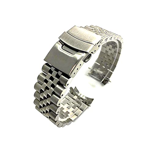 Image of Replacement 20mm Stainless Steel Polished Silver Jubilee Type Watch Band Strap Solid Screw Link Bracelet Curved End Double Lock Buckle