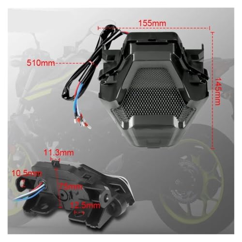 Luz trasera LED motocicleta para rutas nocturnas seguras en moto MT03 R3 MT07 12V 3