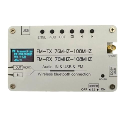 Transmisor FM multifuncional de audio con sintonizador de radio FM 76MHZ-108MHz y entrada USB