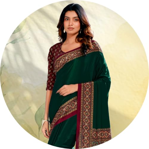 Image of Jaanvi fashion Women's Crepe Silk Saree with Unstitched Blouse Piece | Soft Lightweight Traditional Ethnic Wear Saree for Party, Wedding, Festival