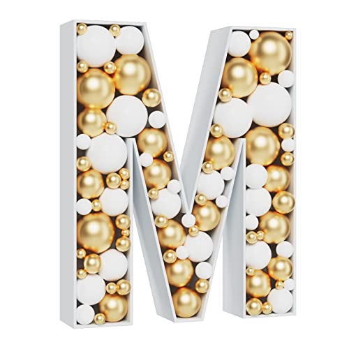 3FT Large Marquee Letters Mosaic Balloon Frame Pre-cut Foam Board Marquee Light Up Letters M for Birthday Party Decorations,Wedding,Baby Shower DIY Party Supplies (Letter M)