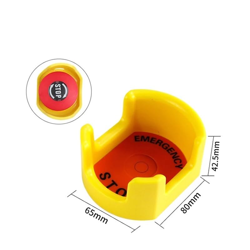 Arrêt d'urgence 22mm avec plastron jaune 80mm de protection pour bouton poussoir