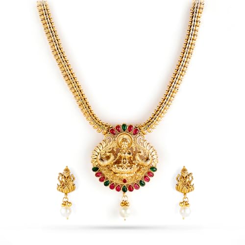 Image of Rubans Necklace Set Gold Plated Traditional Stylish Jewellery Gift for Women & Girls