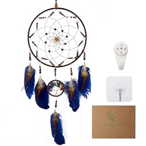 Large Dream Catchers with Chakra Crystals Tree of Life, Handmade Native American Style Dream Catcher for Boys Girls Adults Bedroom Wall Decor