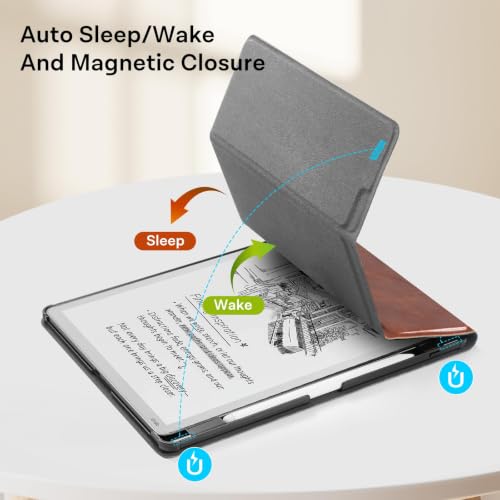 Image of CoBak Case for 11 inch Kindle Scribe 3rd Generation 2025, Kindle Scribe Colorsoft with Two Viewing Angles - All New PU Leather Cover with Auto Sleep Wake, Pen Holder. Vintage Brown