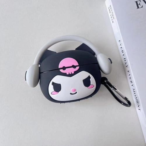 Image of SE HUB Airpods Pro 2 Case Cover Keychain for 2Nd Generation Devil Cartoon Shock Proof 360-degree Protection Case Cover Soft Skin Silicone Compatible 3D Design Headphones Case (Instagram)- Black