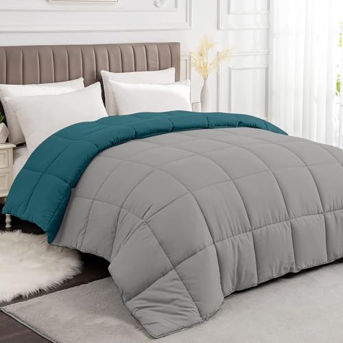 Image of Razzai All-Season Comforter 220 GSM | Super Soft Fluffy & Lightweight Comforter Single Bed Comforter (60 inch x 90 inch Inches /152cm x 228cm) - Single Bed Comforter | Silver /Teal