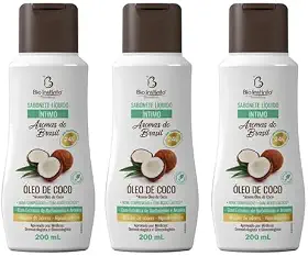 Kit 3 Sabonetes Íntimo Líquido 200ml Bio Instinto – Com Barbatimão e Aroeira, Higiene Íntima Feminina, pH Balanceado, Uso Diário (Óleo de coco)
