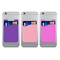 kwmobile 3X Kartenhalter Hülle für Smartphone - selbstklebend - Aufklebbare Silikon Kreditkarten Tasche Rosa Pink Violett - Maße 8,5x5,5cm – Ansicht 4