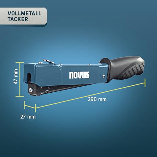 NOVUS TOOLS Hammertacker J-033 Set mit 5000 Klammern │ Robuster Schlagtacker aus Vollmetall mit Soft-Griff und Schnellladesystem │ Für Flachdrahtklammern Typ 11 von 6-10 mm