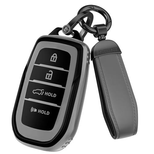 Seikuleca For Toyota Key Fob Cover Accessories- Matte TPU Key Fob Cover with Leather Keychain for 2022 2023 2024 2025 2026 RAV4，highlander，C-HR ，Corolla，Camry， Avalon，GT86