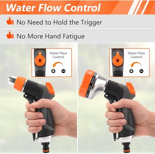 HOOFUN 2 Pack Garden Hose Nozzle: High Pressure Water Hose Sprayer with 10 & 2 Spray Patterns - Lightweight & Rust-Proof Handheld Spray Gun (Black) - Thumbnail 5