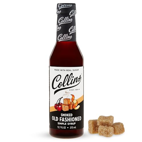 Collins Smoked Old Fashioned Cocktail Syrup, Smoked Cocktail Old Fashioned Mixer, Vegan Gluten-Free Old Fashioned Drink Syrup 12.7oz