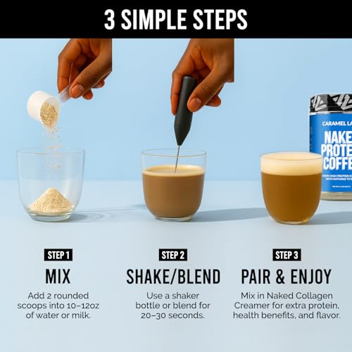 Image of NAKED Caramel Latte Protein Coffee - Premium Colombian Iced Coffee Protein Shake Drink, Delicious Keto Friendly and Gluten Free, 17 Servings