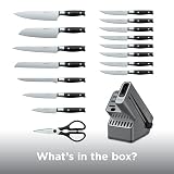 Ninja® NeverDull™ 17-Pc Knife Block Set, Built-in Sharpener, Black, K32017 | Stays razor-sharp 10+ years. Rust-resistant German stainless steel blades. Few swipes of the foolproof sharpener restore edge