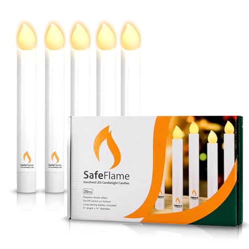 Concordia Supply SafeFlame LED Candlesticks - 6" (25-Pack) Handheld Battery