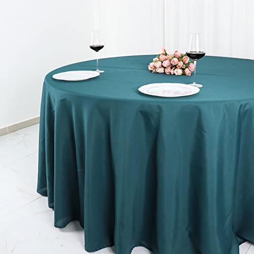Efavormart 120" Wholesale Round Tablecloth Polyester Round Table Linens For Wedding Party Banquet Restaurant - Peacock Teal #TOP1