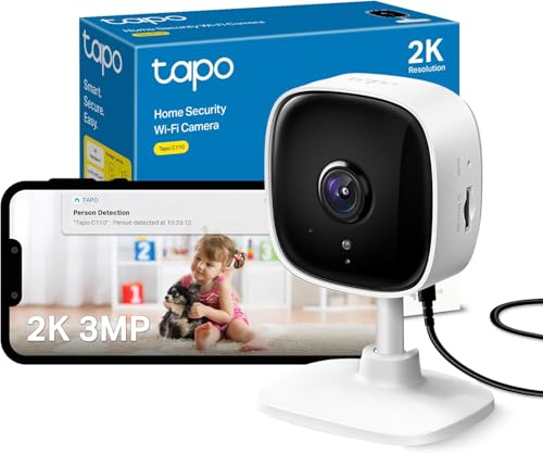 TP-Link Tapo C110 WLAN IP Kamera, Überwachungskamera (3 MP Auflösung, Zwei-Wege-Audio, Bewegungserkennung, Ton- und Lichtalarm, Nachtsicht bis zu 9 m, bis zu 256 GB lokaler Speicher auf SIM-Karte)