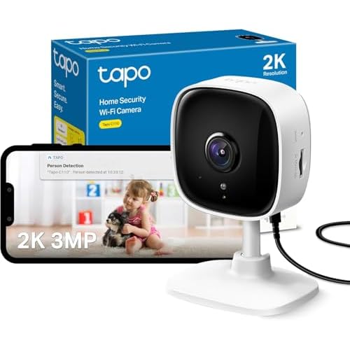 TP-Link Tapo C110 WLAN IP Kamera Überwachungskamera (3MP-Auflösung, 2-Wege-Audio, Bewegungserkennung, Ton- und Lichtalarm, Nachtsicht zu 9m, bis zu 256 GB lokaler Speicher auf SD Karte) Weiß