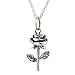 YFN Sterling Silver 3D Rose Flowers Choker Women Pendant Necklace 18"