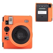 Camera Case Compatible with Fujifilm Instax Mini 99 Instant Camera, Silicone Cover for Instax Mini 99, Protective Case with Bold Vivid Color - Vibrant Orange
