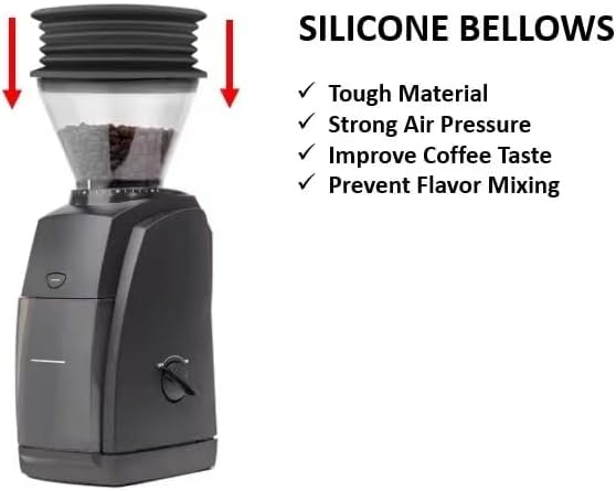OYSTERBOY 2Pcs Food Grade Durable Silicone Bellows Single Dose Hopper Plus Gasket Replacement Compatible with Baratza Encore/Encore ESP/Virtuosa+ Coffee Grinder for Zero Rentention Pure Flavor