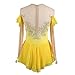 JRUIA Yellow,11_13Years,Women's/Girls' Decals Figure Ice Skating Costume Handmade Elasticity Competition Artistic Gymnastics Wear Long Sleeve
