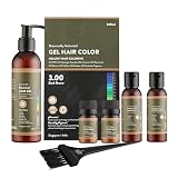 DBE Damage Free Natural Gel Hair Colour for Men & Women|Ammonia & PPD Free|pH Neutral|Organic Hair Colour|100% Grey Coverage|Conditioning Hair Color Dark Brown 3.00-240ml+20gms