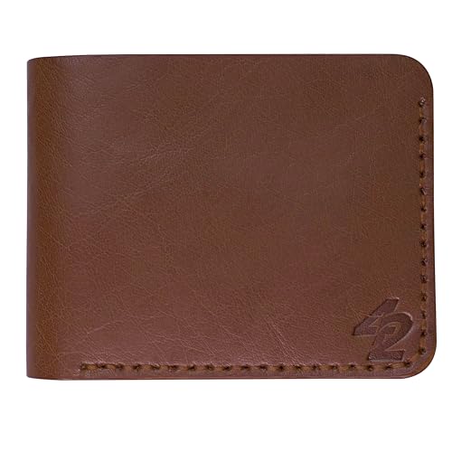 Genuine Leather Wallet for Men – Slim Bifold handmade mens wallet with ID Window & Card Slots Classic Minimalist Leather Wallet Gift (Brown)