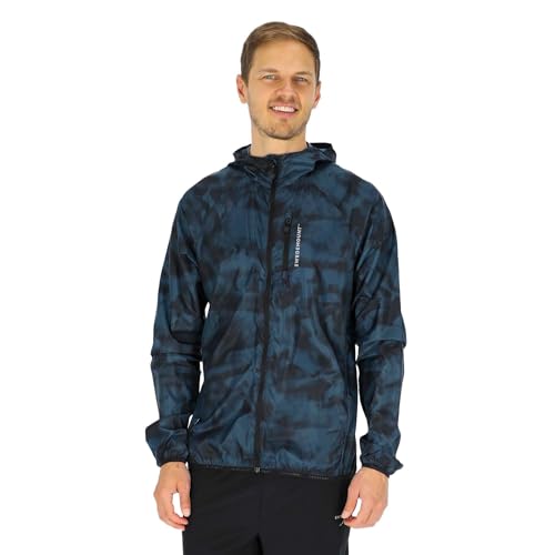 Swedemount Chaqueta cortavientos plegable para hombre, impermeable, cortavientos, ligera, transpirable, ropa deportiva al aire libre, Dk Navy, XL