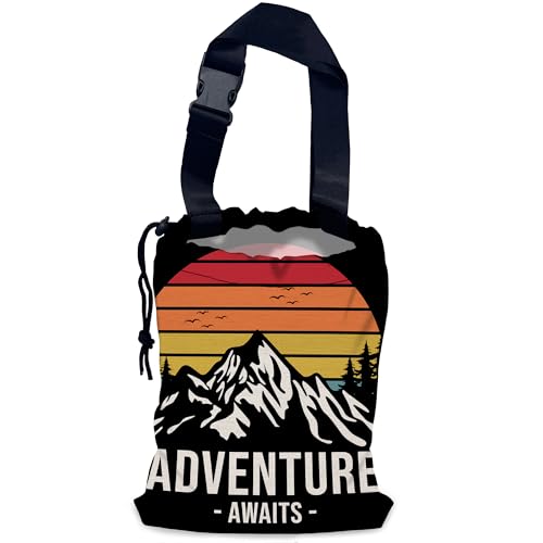 Image of Adventure Mountain Car Trash Bag,Hanging Drawstring Car Garbage Bag,Waterproof Canvas Car Back Seat Organizer with Adjustable Buckle,for Vehicles,SUVs,Camping,Road Trips