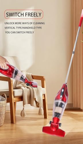 Image of Vacuum Cleaner for Home - Wet and Dry Suction Cleaner for Home, Handheld Vacuum Cleaner for Sofa, Clean Under Bed Stick & Upright-Extendable Handle Exterior Scratch Free (Red-9)