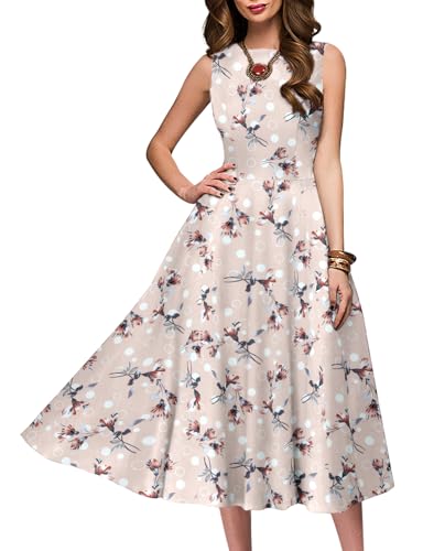 Simple Flavor Women's Vintage Dress Sleeveless O-Neck Party Cocktail Dress(3363MS,S)