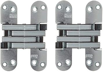 SOSS 218US26D Mortise Mount Invisible Hinge with 8 Holes, Zinc, Satin Chrome Finish, 4-5/8" Leaf Height, 1-1/8" Leaf Width, 1-41/64" Leaf Thickness, 10 x 1-1/2" Screw Size 2