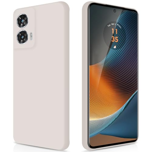 GiiYoon Silicone Case Compatible with Motorola Edge 50 Fusion, Full Body Silky Soft Touch Phone Case with Camera Protection, Shockproof Cover with Microfiber Lining, Off White