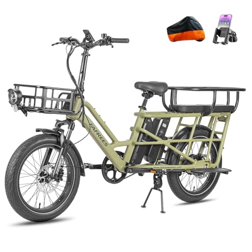 Fafrees FF20CUV, Longtail E-Bike 20 * 3.0 Zoll, E-Lastenrad 250W 25km/h, ebike Damen 12Ah*2 Akku, E-Fahrrad 75N.m Reichweite 100-140km, Tragkraft 200kg
