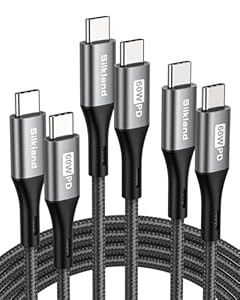 Silkland USB C to USB C Kabel [3Stuk 0.5M+1M+2M], 60W 20V/3A, PD&QC 3.0, Snel Opladen Type C to Type C voor iPad Air, iPad Pro 2021, iPad Mini 6, MacBook Pro, Samsung S22 Ultra/S21/S20 enz.