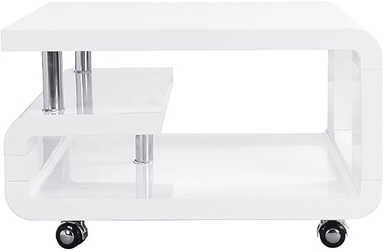 Alena Square High Gloss Coffee Table In White With Wheels