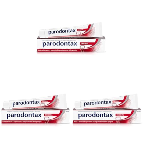 Parodontax Dentifricio Original, per Gengive Sane e Denti Forti, Uso Quotidiano, Alito Fresco, Gusto Migliorato, 75ml (Confezione da 3)