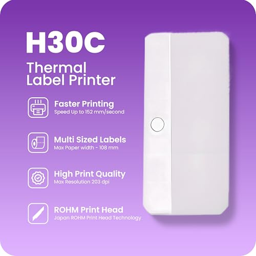 Image of helett H30C USB Direct Thermal 4x6 Shipping Label Printer(Barcode) Adjustable Label Size|203DPI Resolution|152mm /s Printing Speed Compatible with Windows,Mac,Linux Chrome OS|White(1Year Warranty)