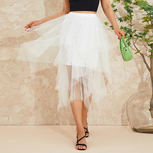Women's Mesh Tulle Skirt Irregular Layered Pleated Skirt Ballet Multilayer Asymmetric Midi Tutu Underskirt Streetwear2