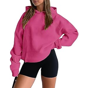 onlypuff Women Pullover Sweatshirt Long Sleeve Hoodies Kangaroo Pocket Fleece Basic Sweater
