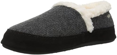 Acorn Moc Slipper – Cozy, Comfortable Moccasins for Women – House Shoes with Memory Foam Cloud Cushioning and Indoor / Outdoor Sole, Dark Charcoal Heather Ragg Wool, 8-9
