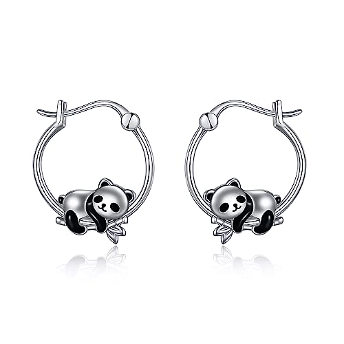 Panda Ohrringe Sterling Silber Panda Bambus Reifen Ohrringe für Frauen und Mädchen Schmuck Geschenke